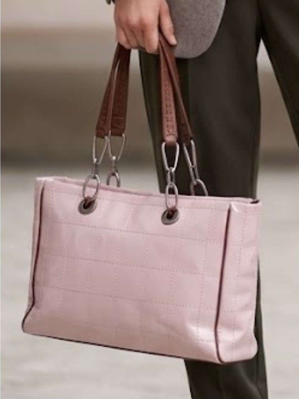 Y2K Donald J. Pliner Vintage Pink Quilted Patent Leather Shoulder Bag tote